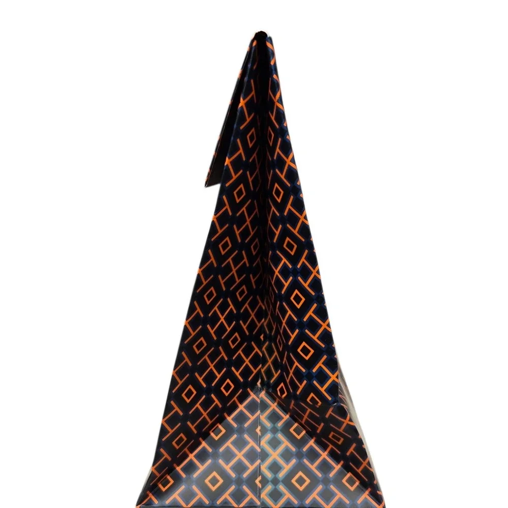Tory Burch Gift Bags Set of 3 Logo Geometric Orange Navy Small 8x6.5